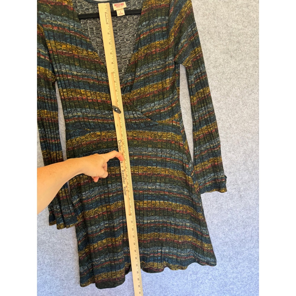 Mossimo Supply Co Y2K Striped Ribbed Bell Sleeve Dress Womens S Boho Witchy 90's - Picture 7 of 9